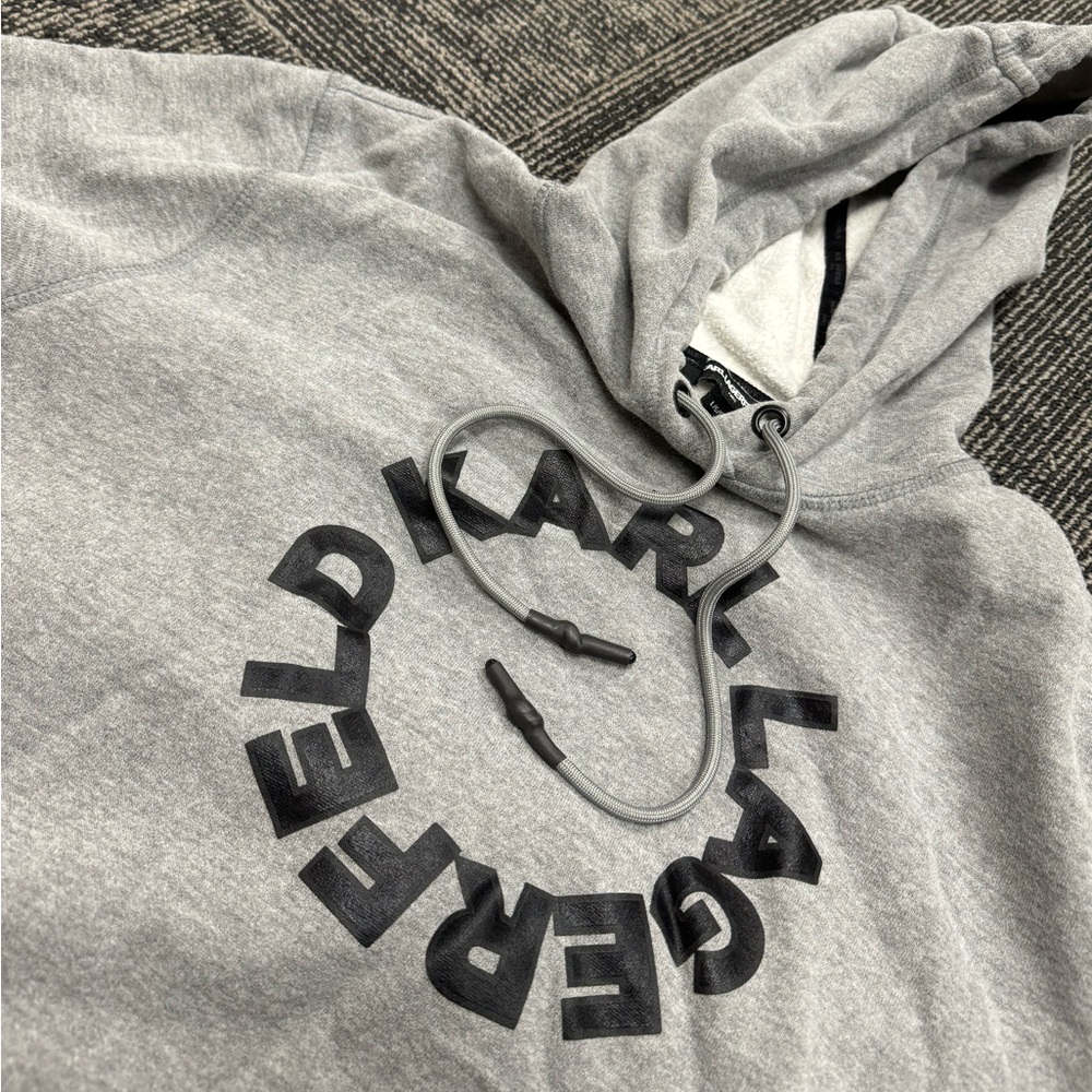 Kids Large Karl Lagerfeld Gray Logo Hoodie - Stylish & Cozy Design
